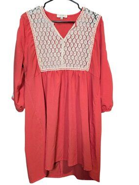 Umgee Coral and Lace Mini Dress XL EUC